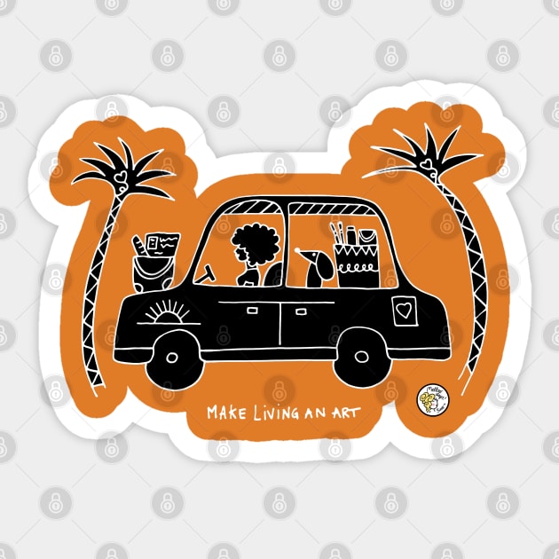 Holiday car with cool girl and her cute dog Sticker by Mellowdays